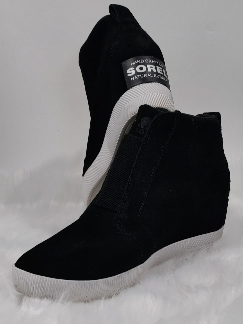 Sorel Out N About Pull-On Wedge Waterproof Suede Booties Black Size 8.5